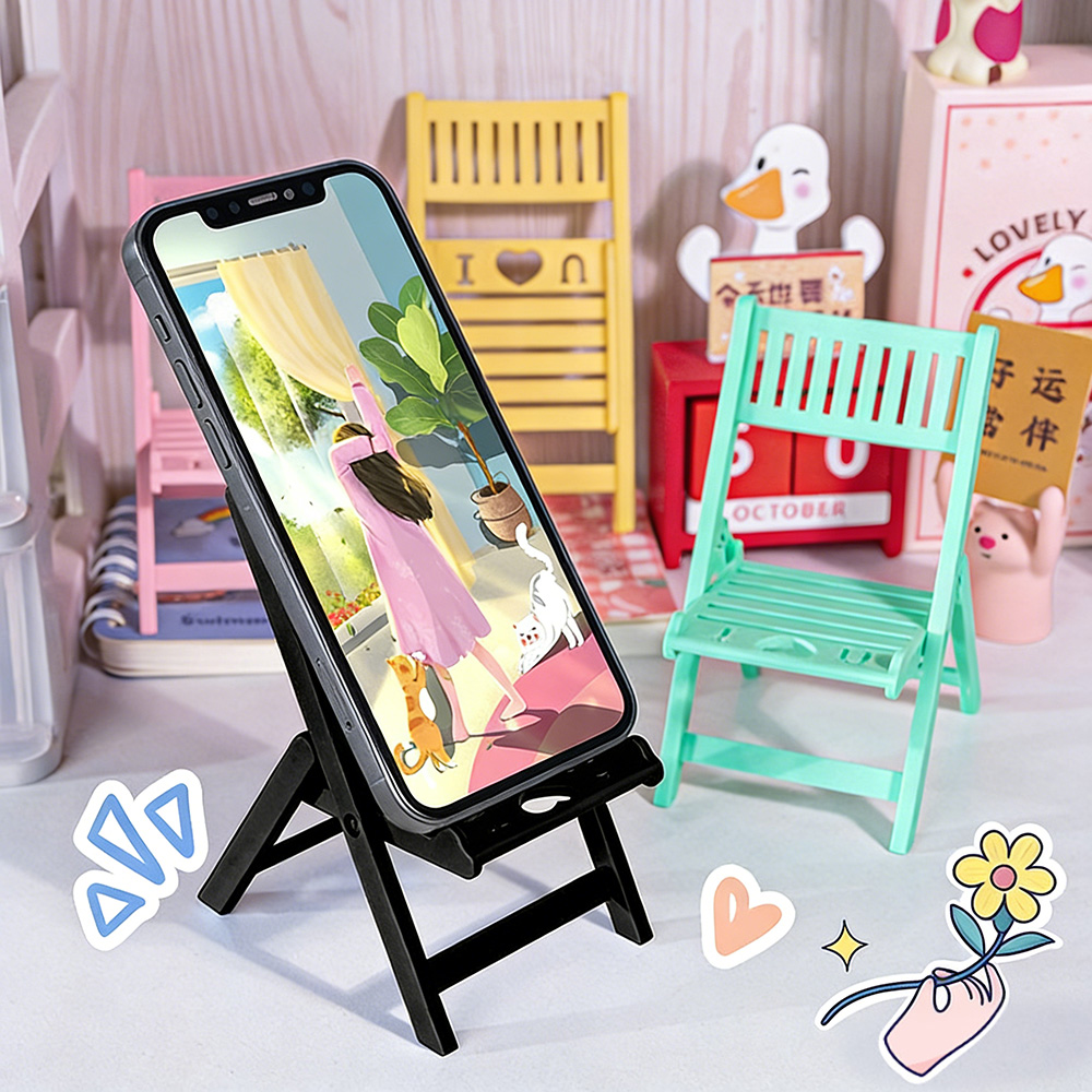 Creative Foldable Chair Phone  - Yellow Phone Accessories ulasan dan harga