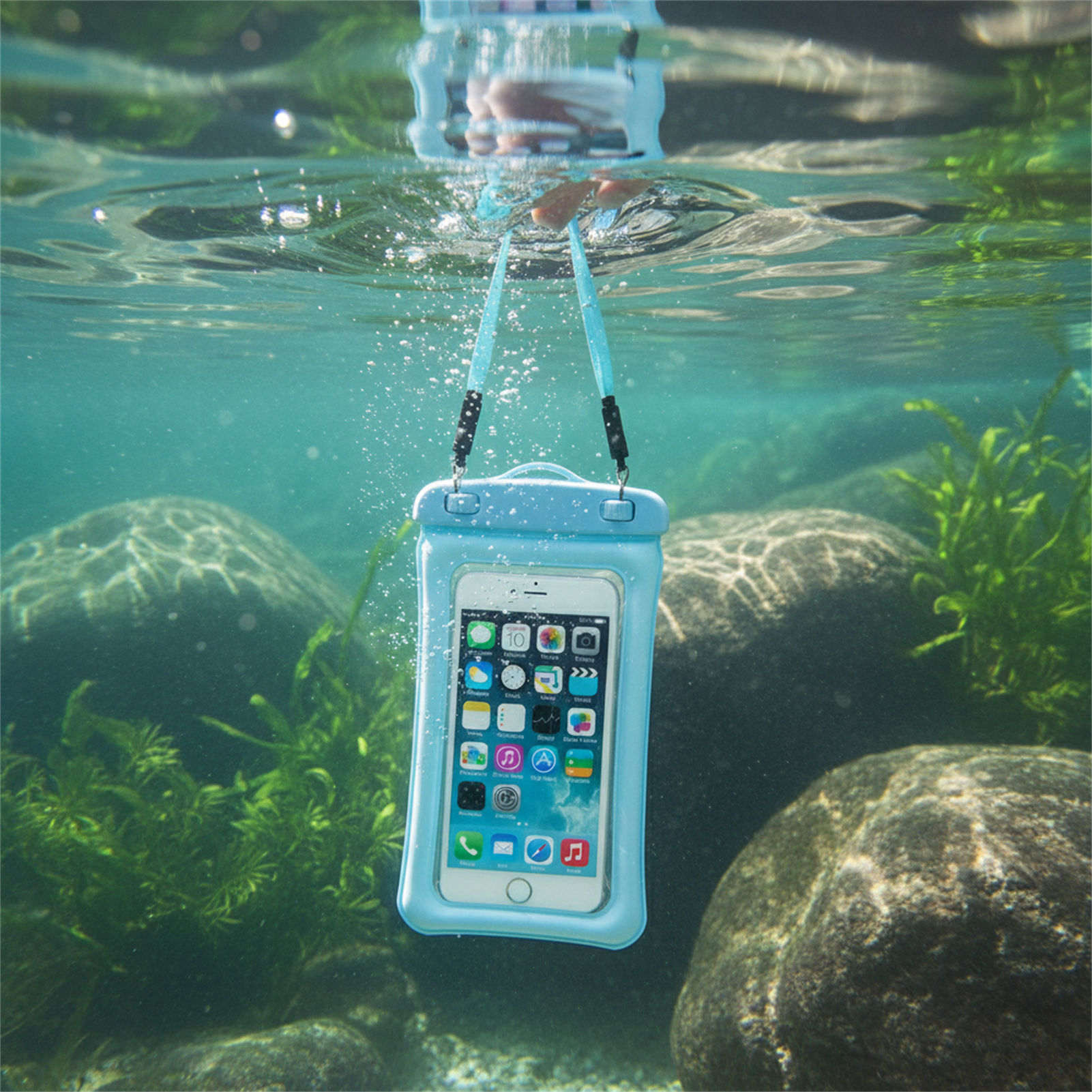 Phone Accessories Organizer - Blue Black Waterproof Phone Bag Transparent