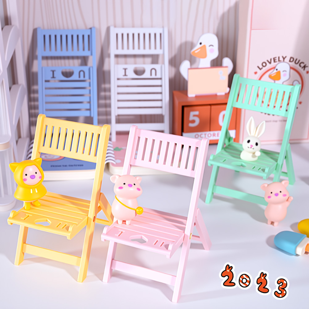Creative Foldable Chair Phone  - Yellow Phone Accessories ulasan dan harga