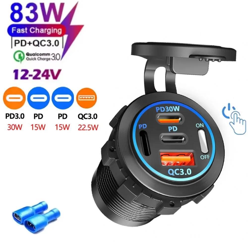 83W PD QC3.0 4-Port Car Charge - Usb C Hub ulasan dan harga