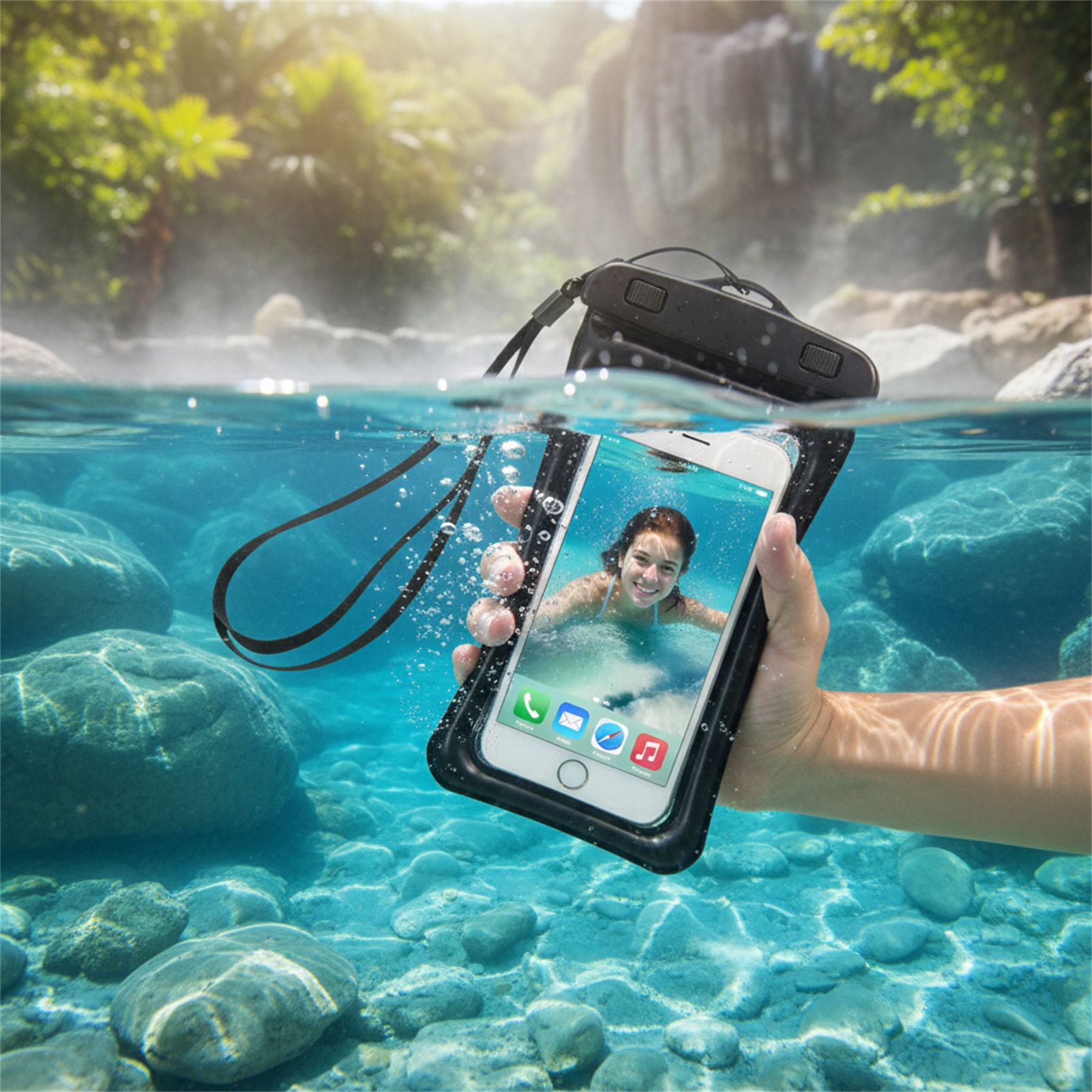 Blue Black Waterproof Phone Ba - Phone Accessories Organizer ulasan dan harga
