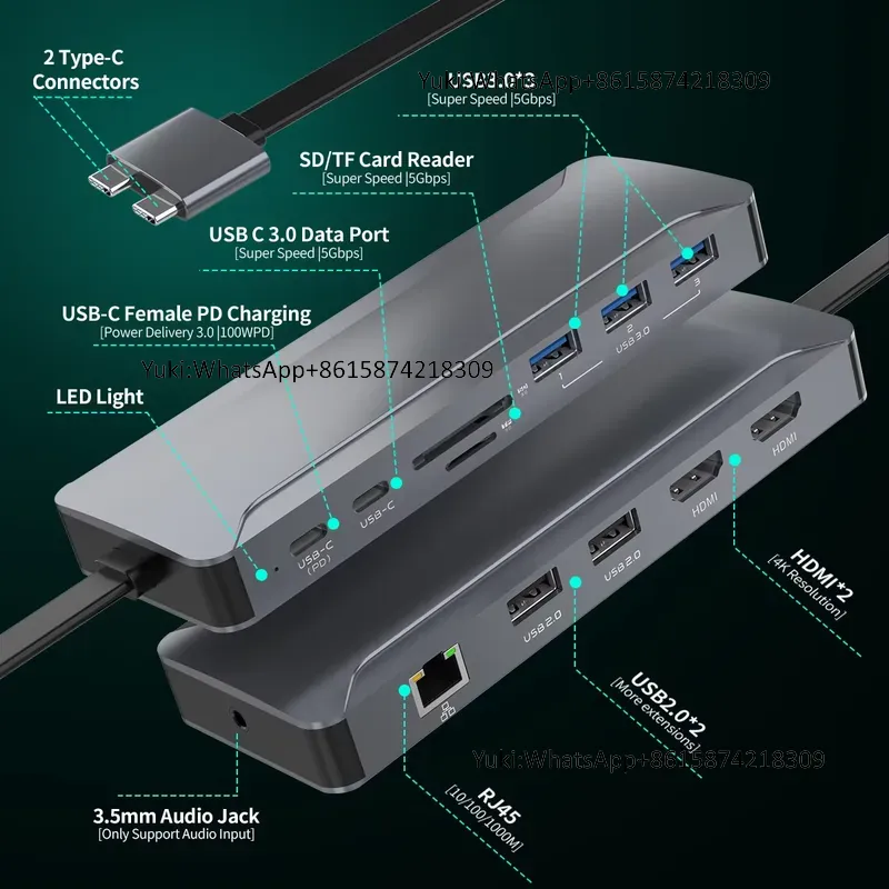 Hot Selling Dual Display Scree - Usb C Hub ulasan dan harga