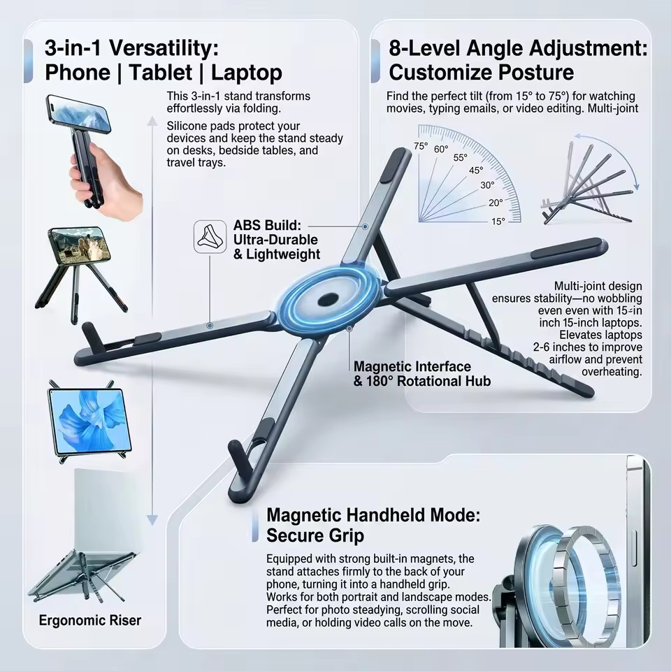 3 in 1 Foldable Magnetic Phone - Selfie Stick Tripod ulasan dan harga