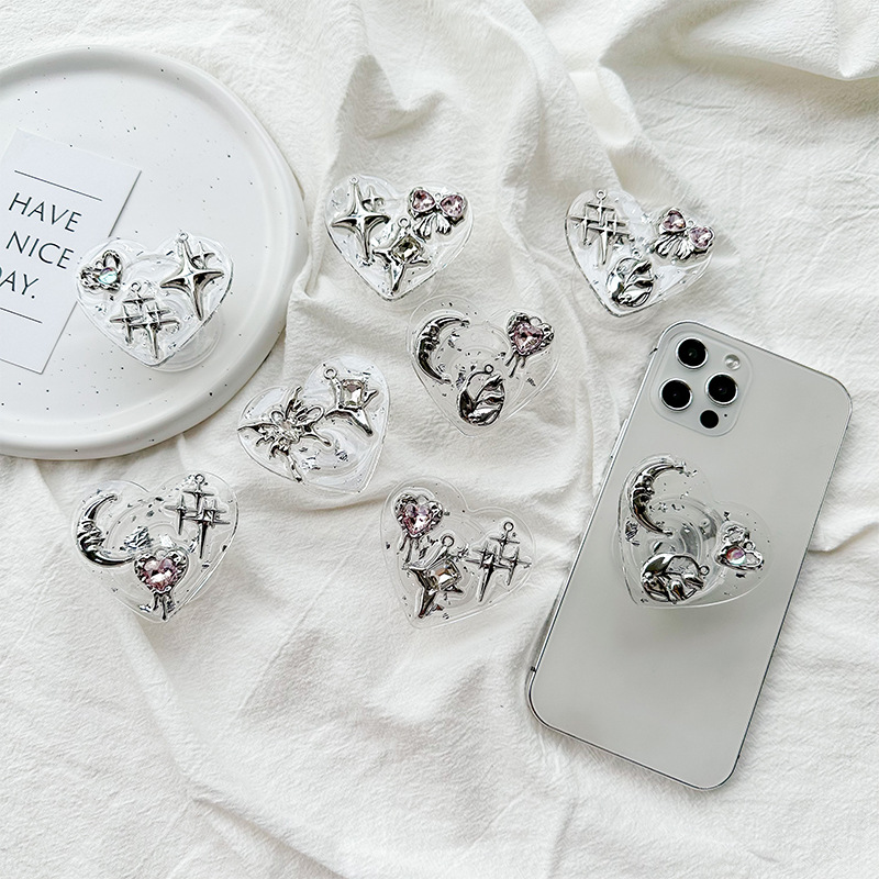 Clear Heart Phone Grip Holder  - Phone Accessories Crochet ulasan dan harga