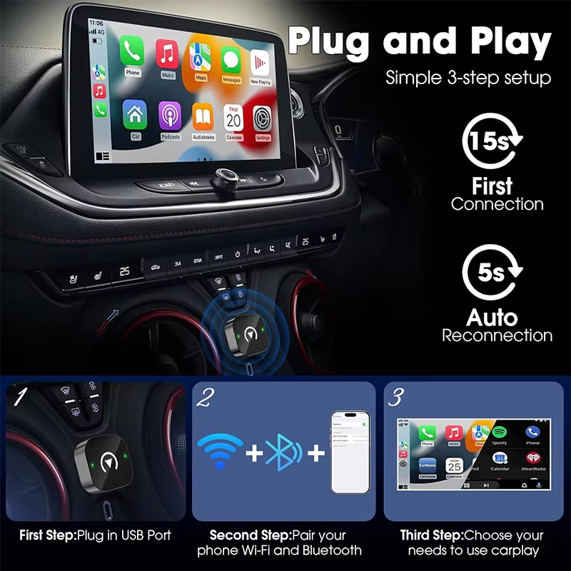 2-in-1 Wireless CarPlay Adapte - Usb C Hub ulasan dan harga