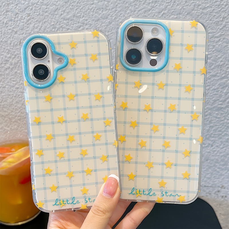 Yellow Star Checkered Pattern  - Yellow Phone Accessories ulasan dan harga
