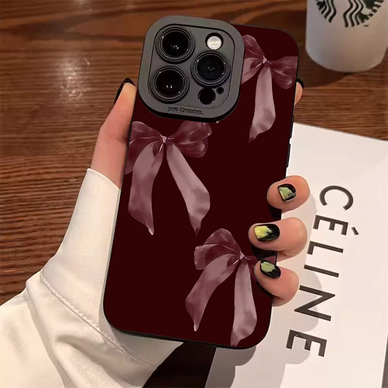Wine Red Bowknot Pattern Soft  - Phone Accessories Red ulasan dan harga