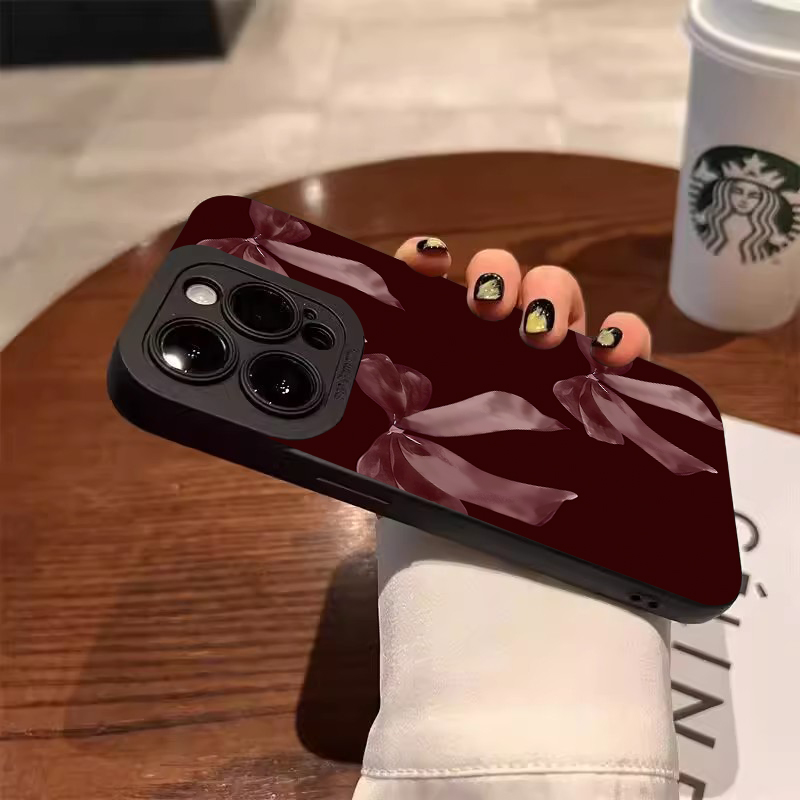 Wine Red Bowknot Pattern Soft  - Phone Accessories Red ulasan dan harga