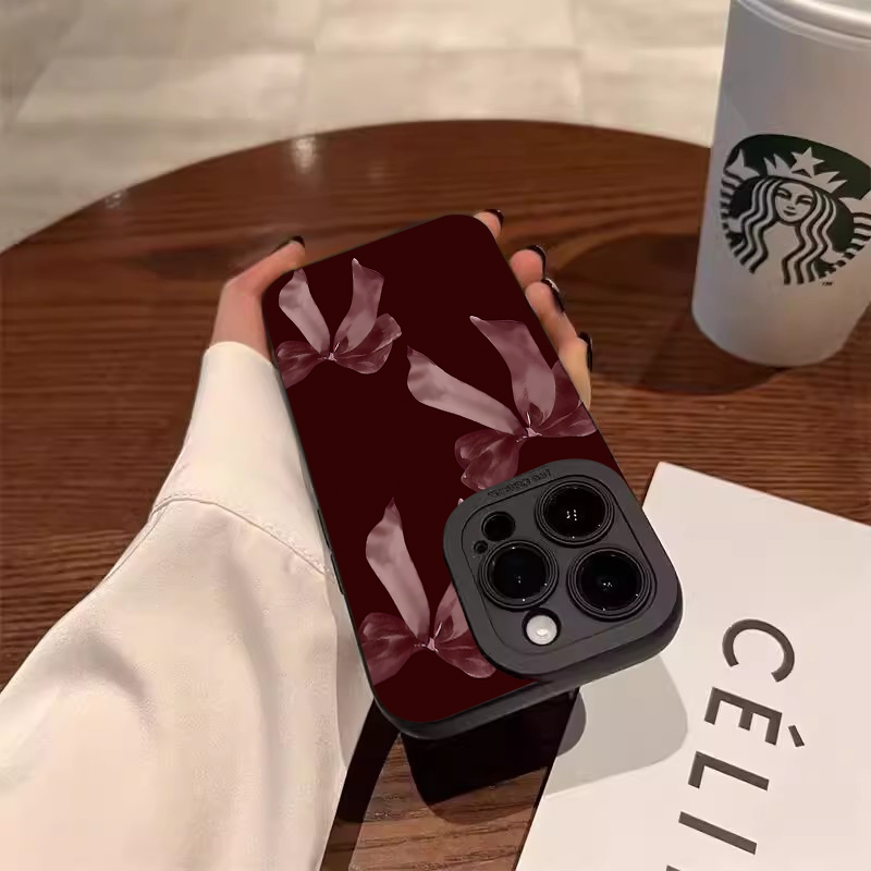 Wine Red Bowknot Pattern Soft  - Phone Accessories Red ulasan dan harga