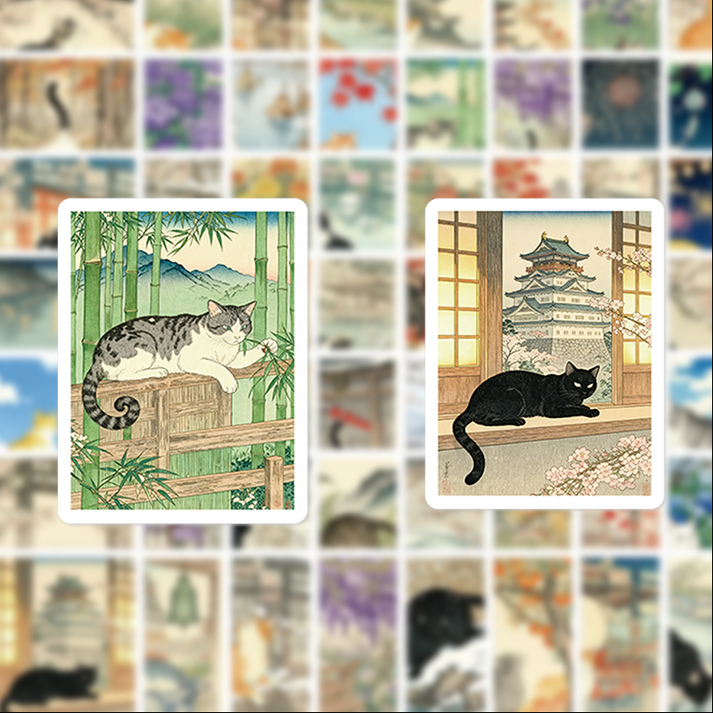 56 Japanese-Style Cat Ukiyo-E  - Phone Accessories For Your Car ulasan dan harga