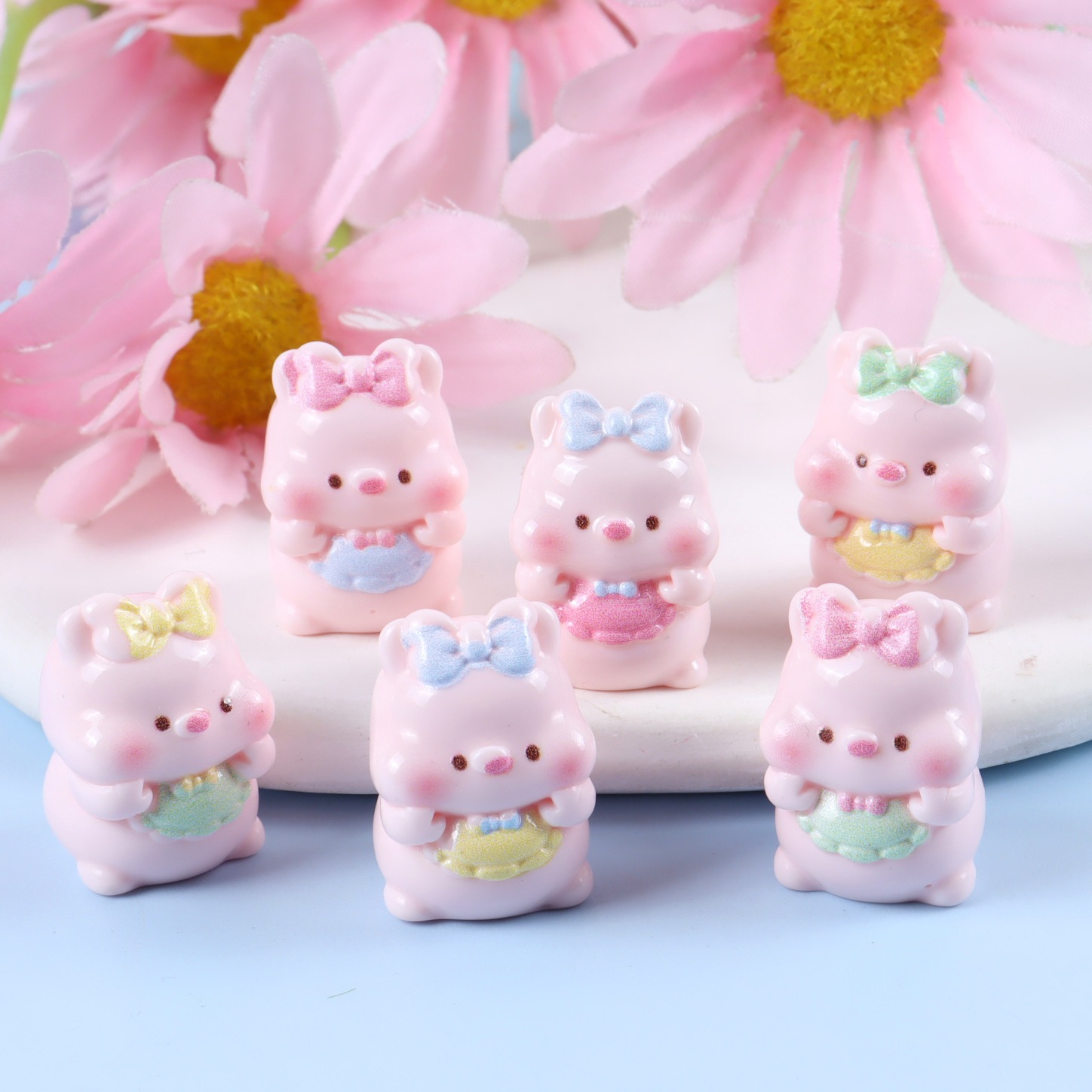 6PCS Mixed Cute Pig Resin Char - Yellow Phone Accessories ulasan dan harga
