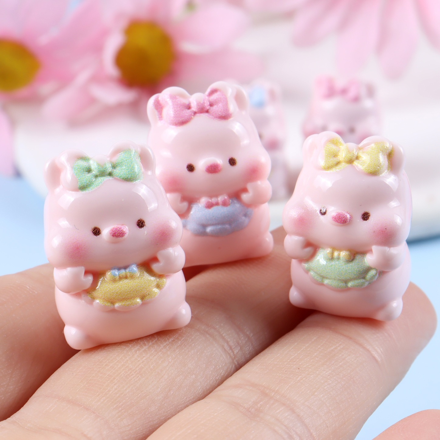 6PCS Mixed Cute Pig Resin Char - Yellow Phone Accessories ulasan dan harga