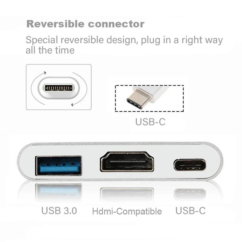 3 In 1 Type C to HDMI-compatib - Hdmi Phone Adapter ulasan dan harga