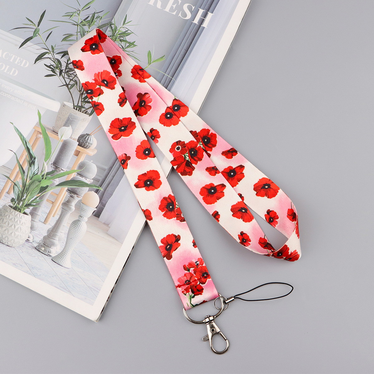 Trendy Pink Cherry Lanyard Key - Phone Accessories Red ulasan dan harga